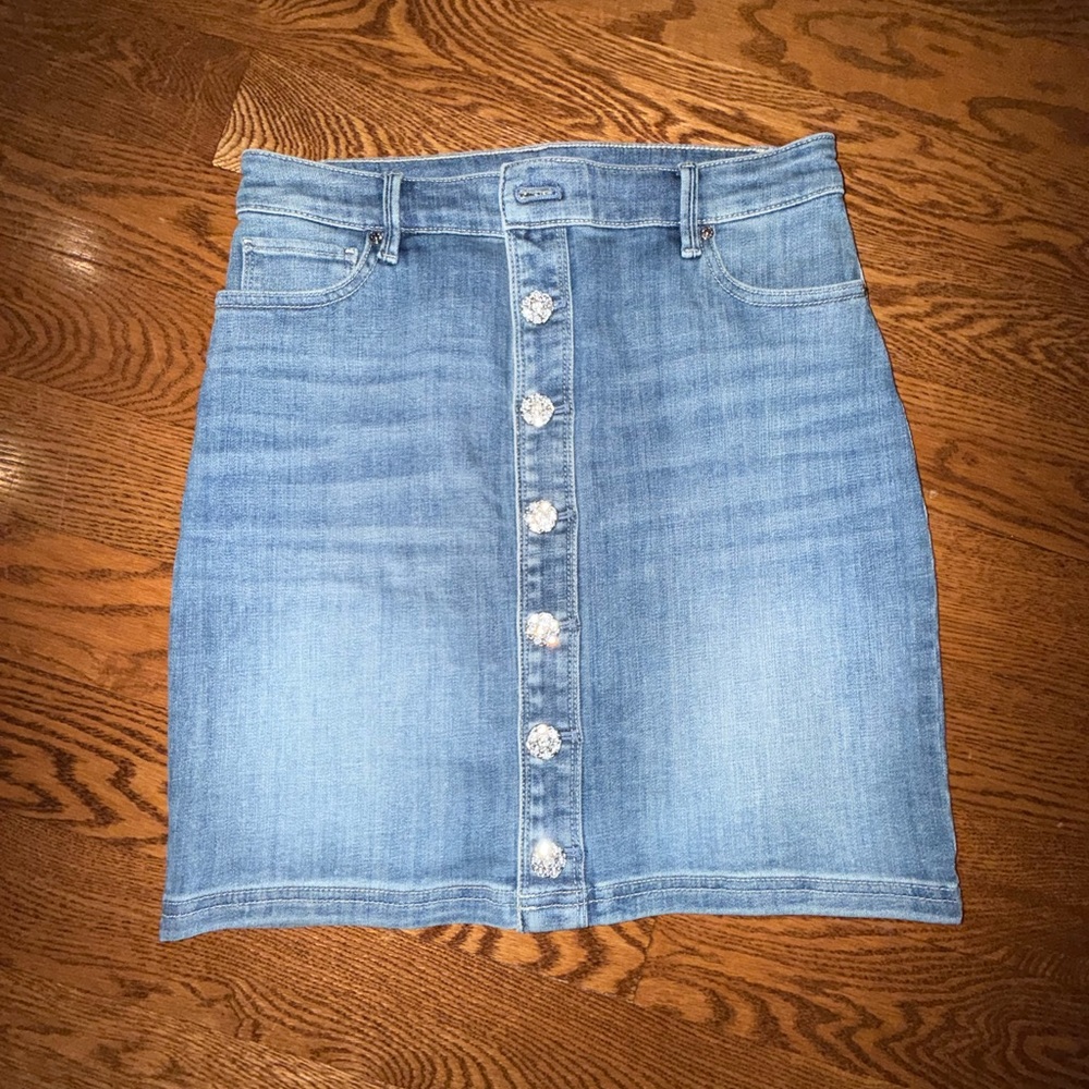 White House Black Market Light Blue Denim Skirt